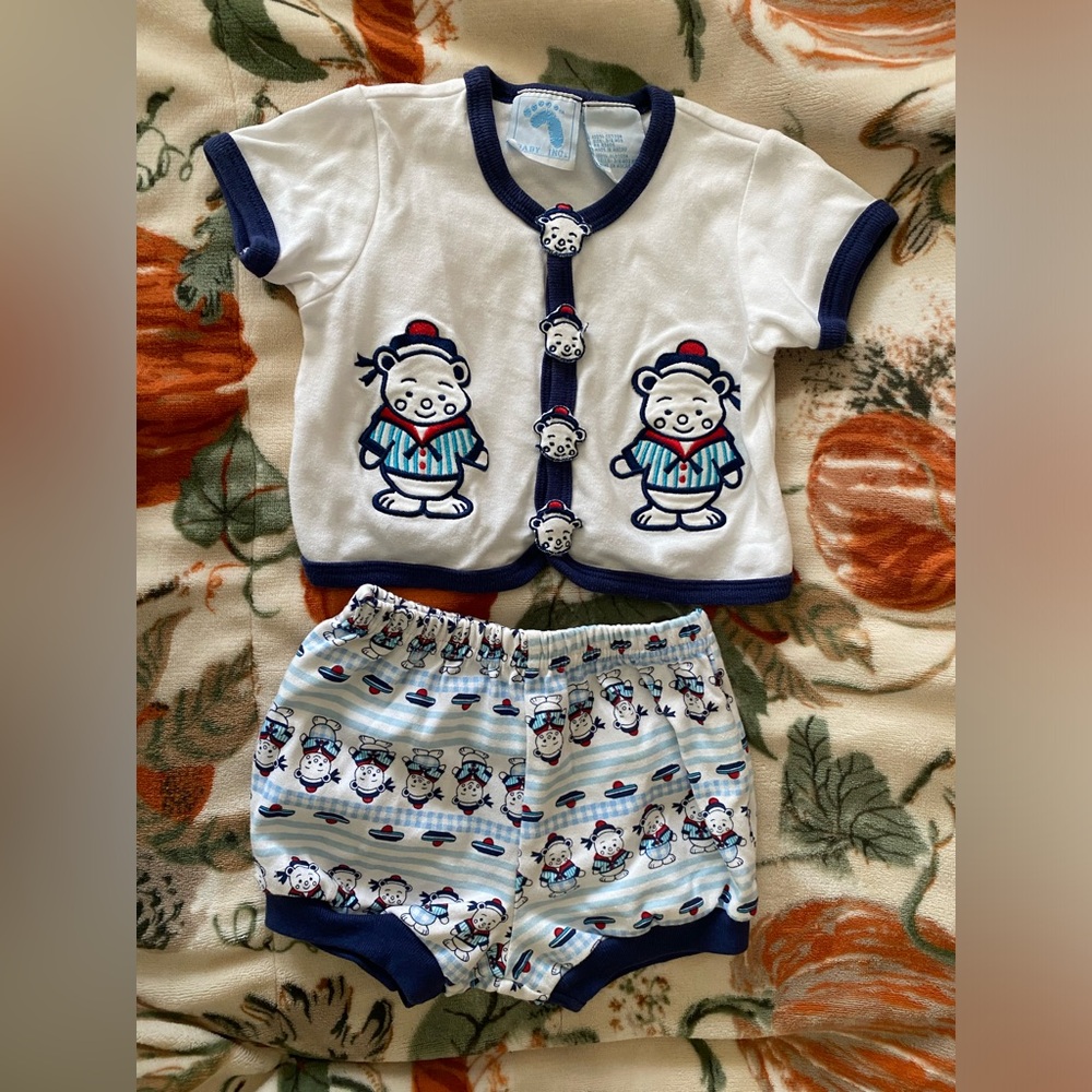 Vintage Sailor Bear Baby Inc outfit (3/6m)